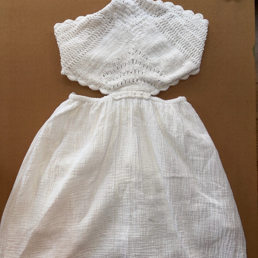 White Crochet Halter Dress